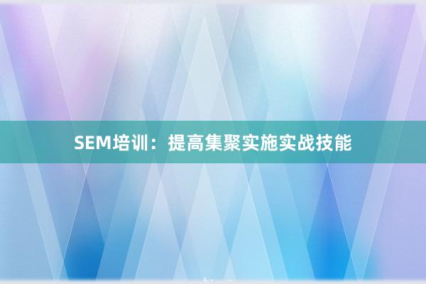 SEM培训：提高集聚实施实战技能